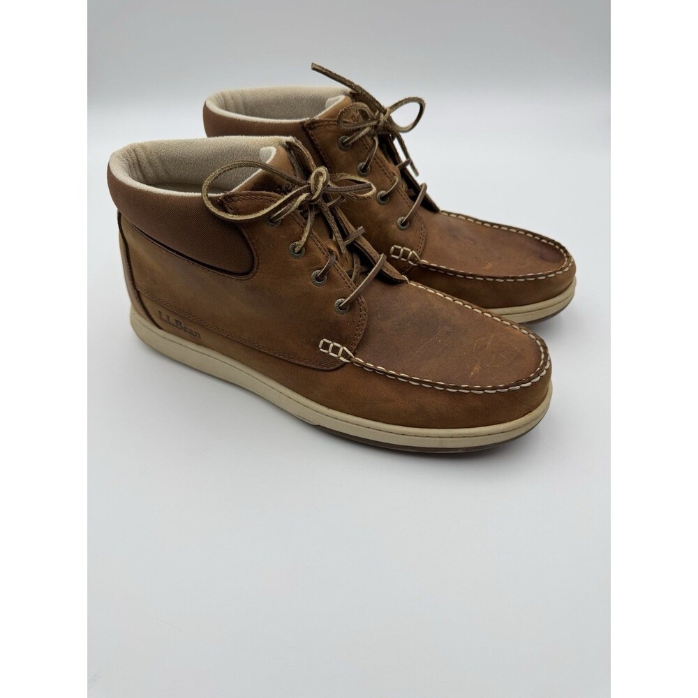 LL Bean Men’s Chukka Boots Moc Toe Brown Comfort Shoes Casual 14 Medium